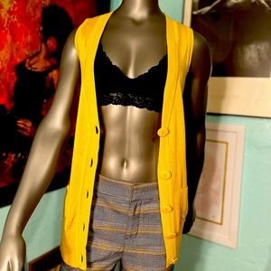 Twenty One sleeveless mustard cardigan